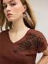 Tricou cu broderie pe umăr image number 0
