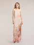 Long satin dress with stole image number 1
