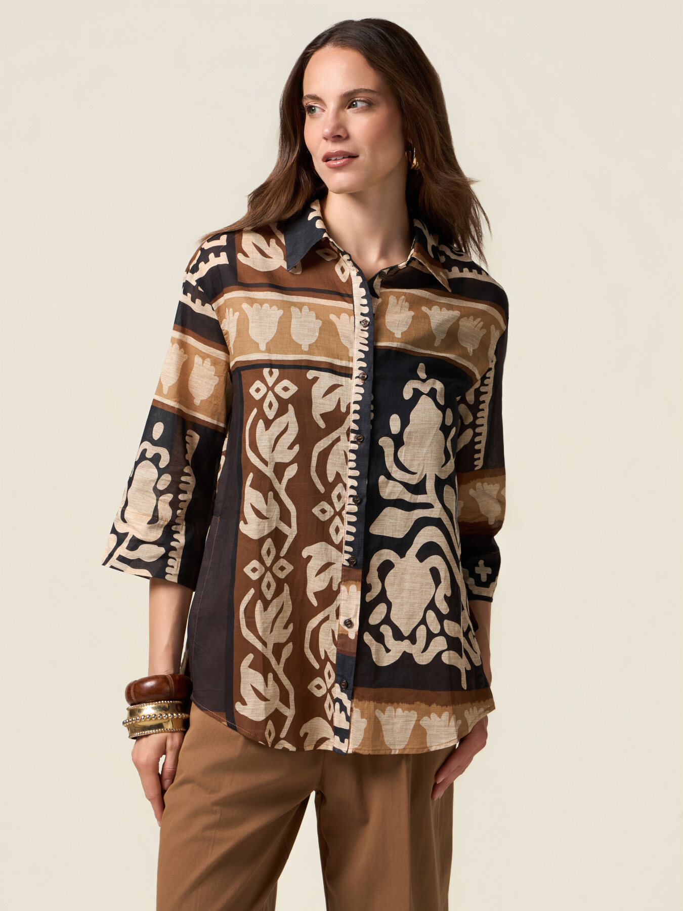 Patterned cotton shirt image number 0