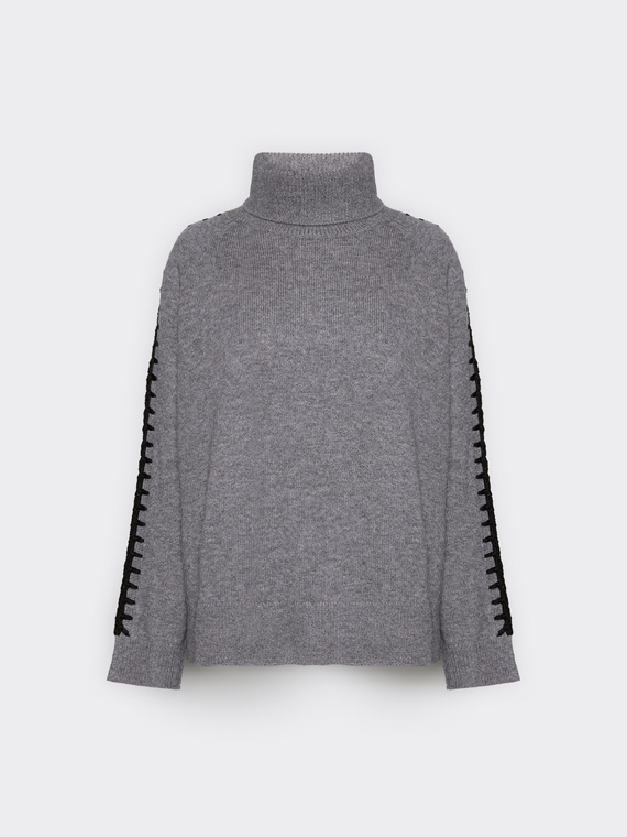 Hand-embroidered wool sweater