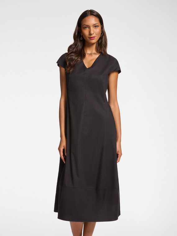 Midi dress with V-neck