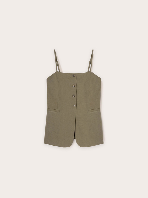 Linen blend top with buttons