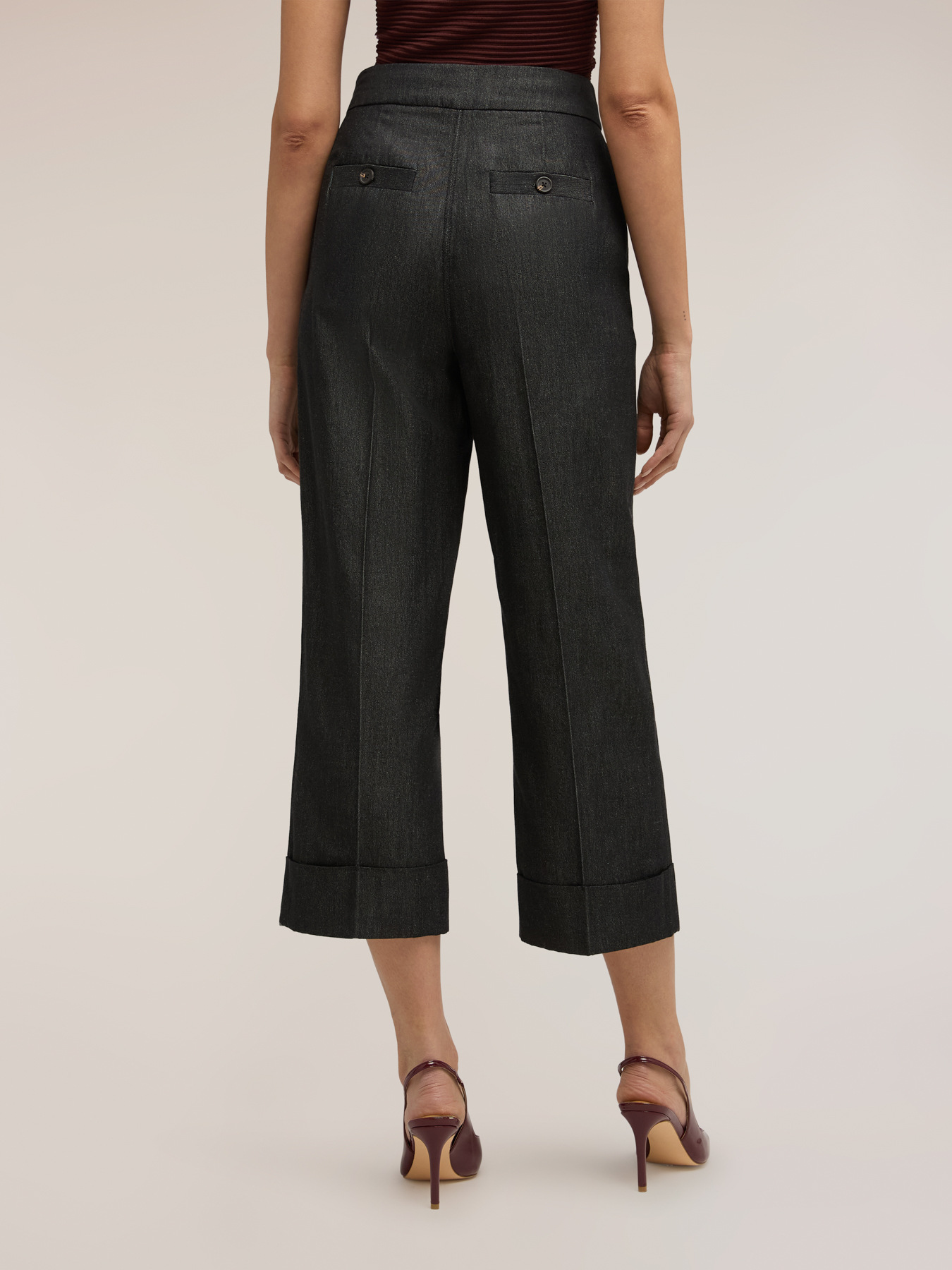 Cropped ramie blend trousers image number 1
