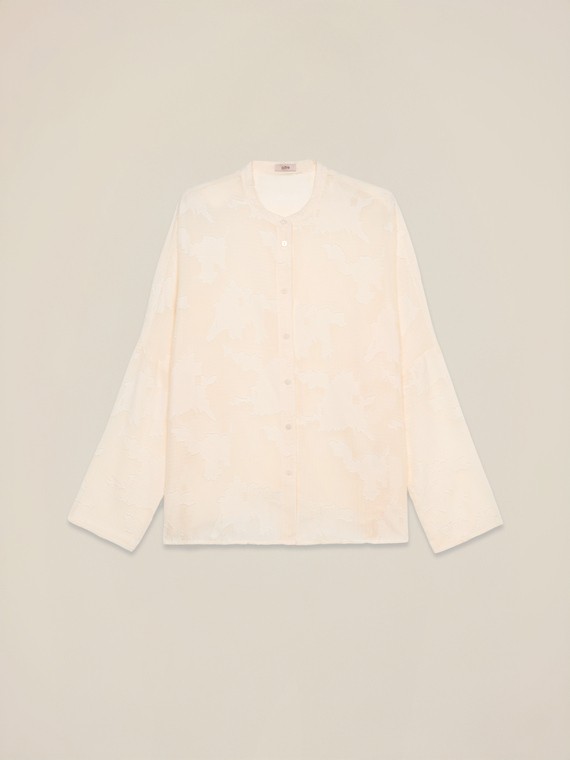 Jacquard shirt with mandarin collar