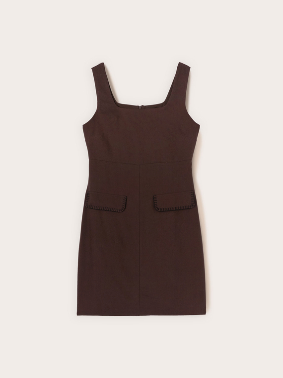 Vestito tubino in misto lino con tasche
