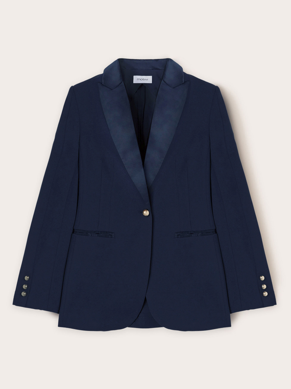 Single-breasted jacket with satin inserts