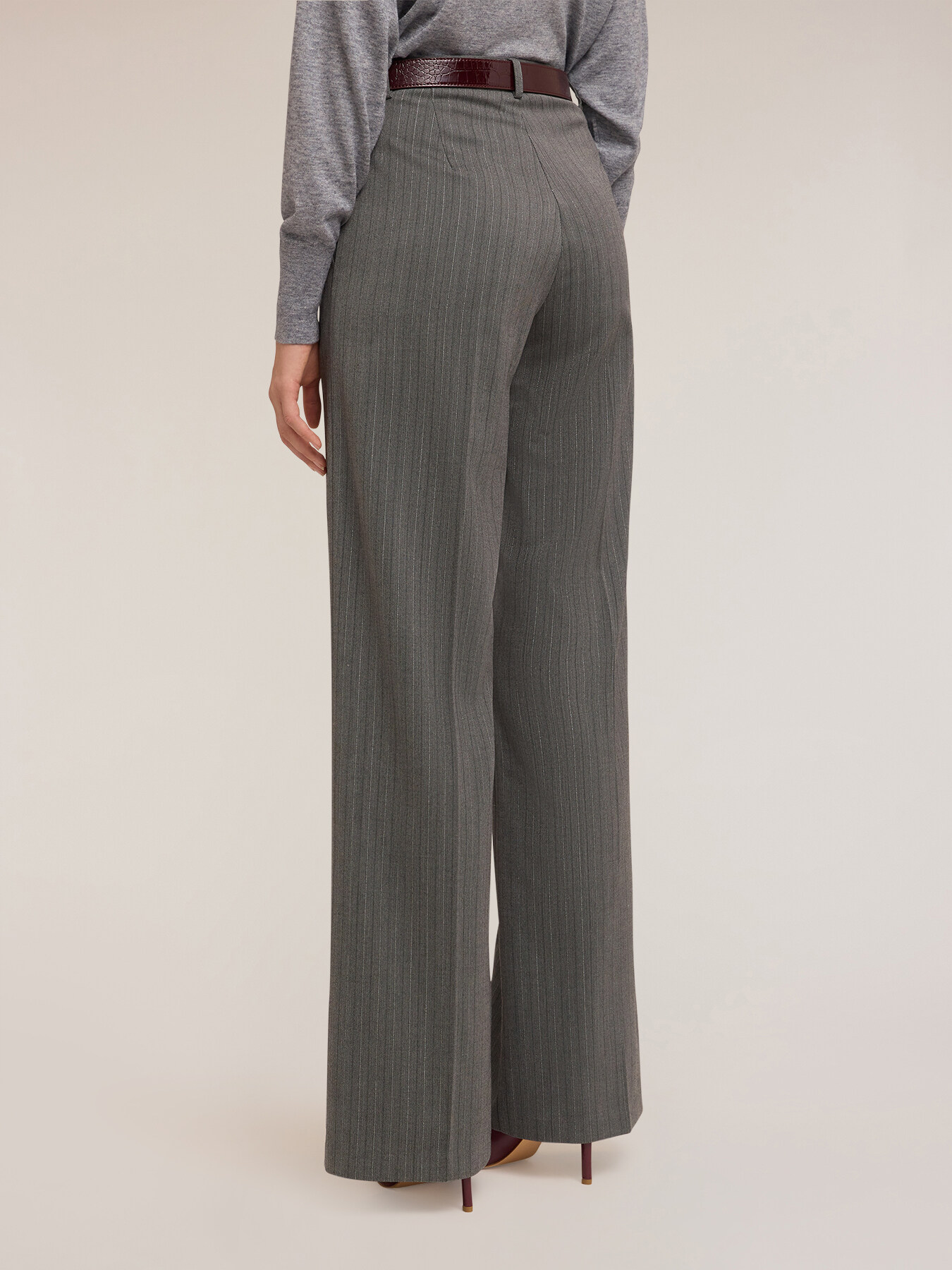 Pinstriped palazzo pants with lurex image number 1