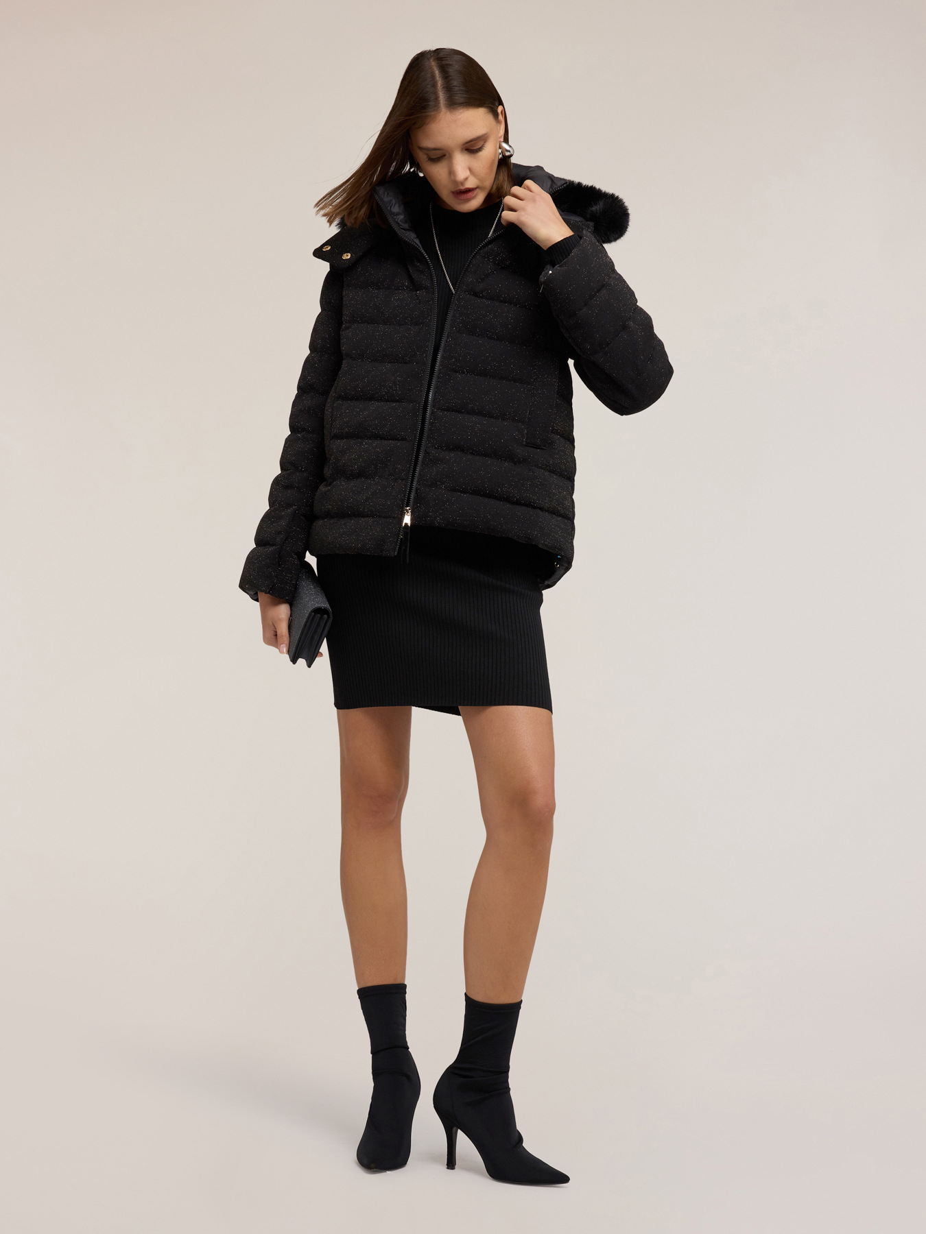 Plumífero pesado con purpurina y capucha image number 3