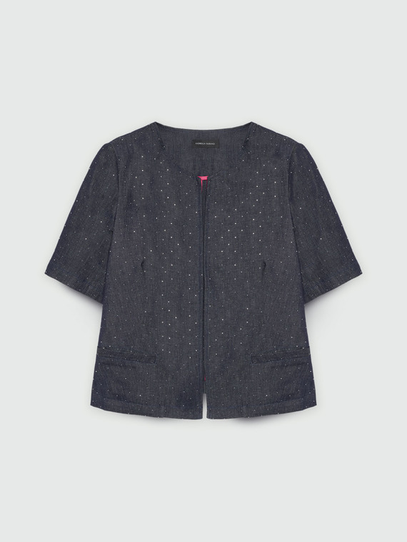 Denim jacket with micro studs