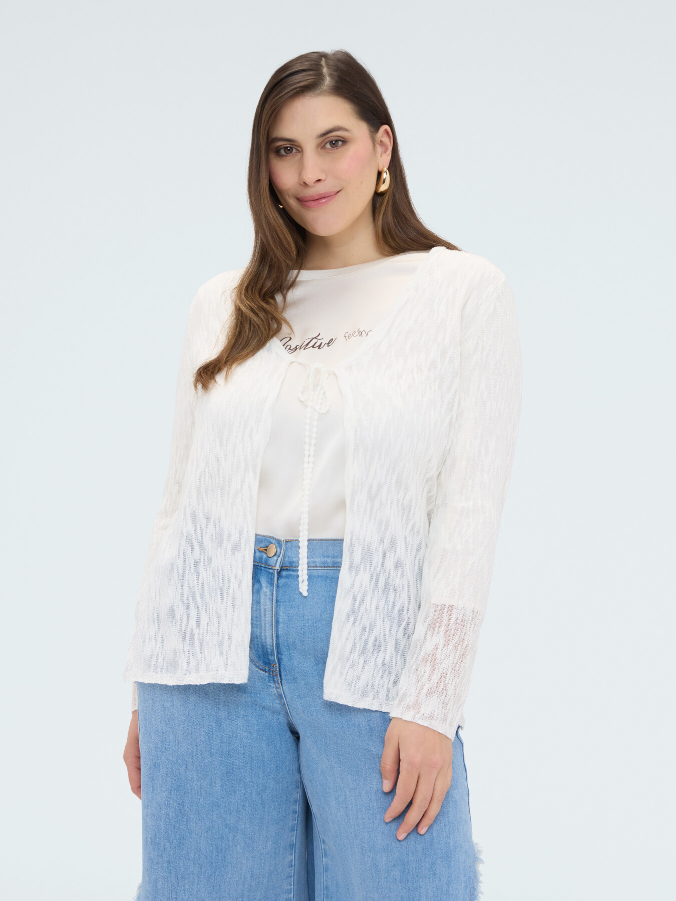 Cardigan leggero chiusura con laccetto image number 3