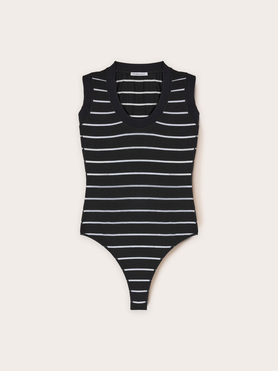 Body sans manches en jersey dévoré à rayures
