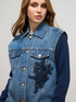 Denim vest with floral appliqué image number 2