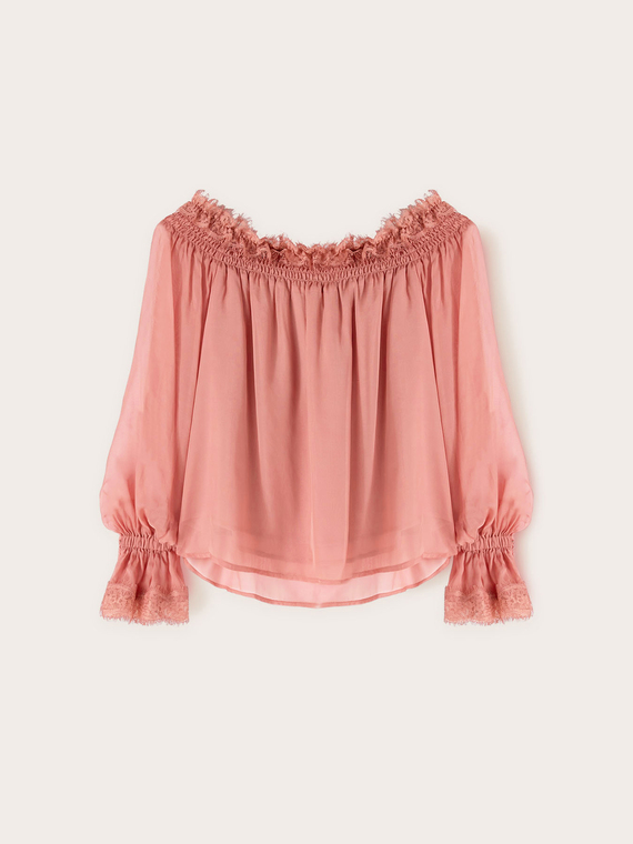 Blusa off-shoulder in chiffon