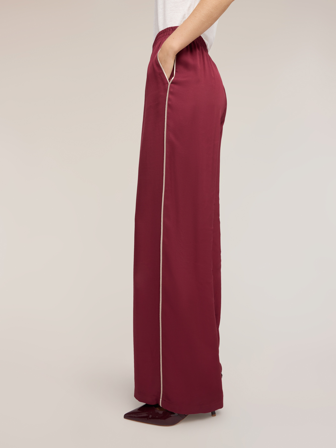 Pantaloni palazzo din twill de viscoză image number 3