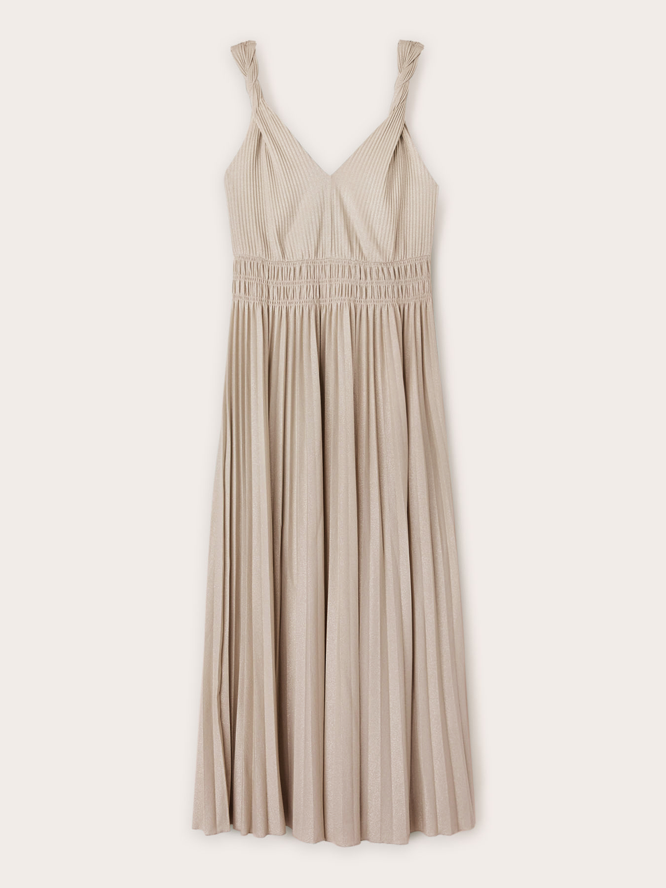 Long pleated lurex jersey dress image number 4