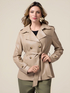 Short double-breasted trench coat in coated fabric image number 0