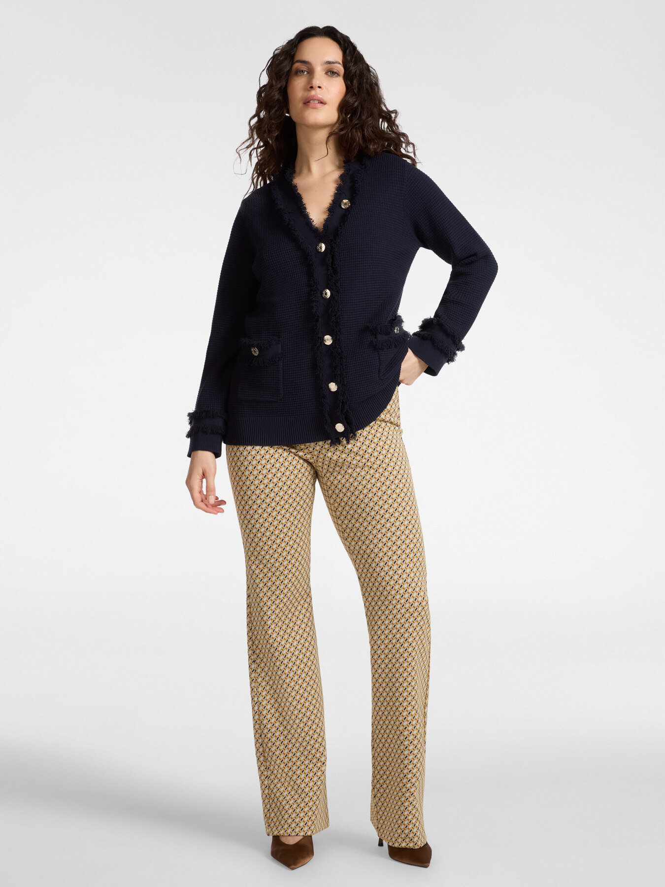 Cardigan misto viscosa con frange image number 2