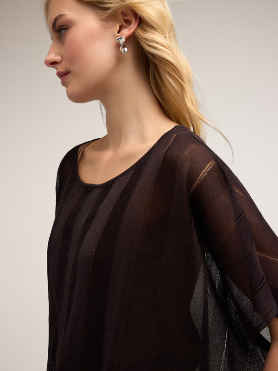 Poncho din tricot lurex