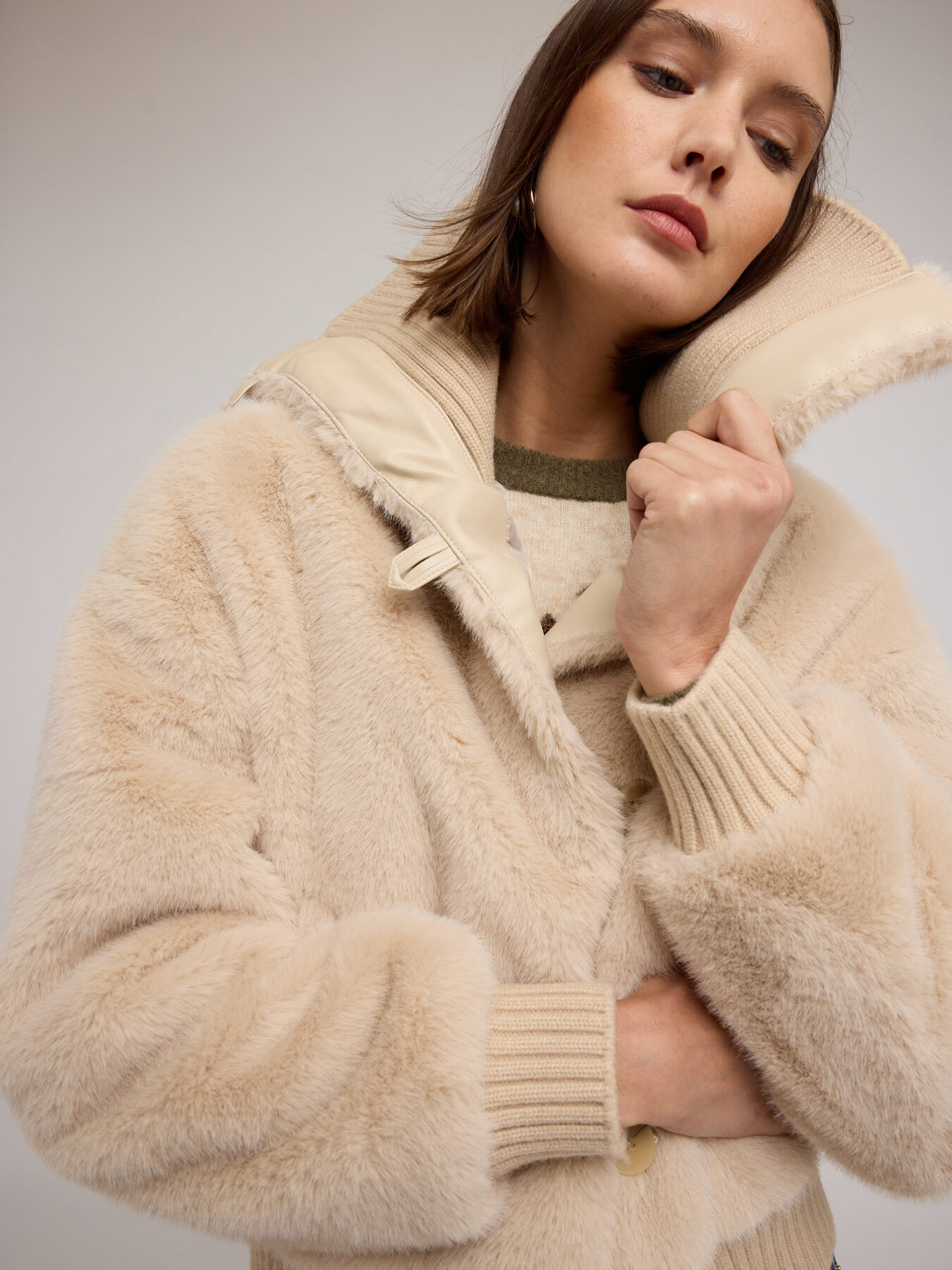 Teddy effect jacket with high collar image number 3