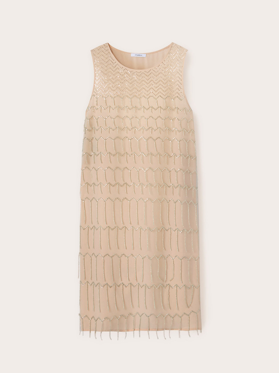 Vestito ricamato con frange