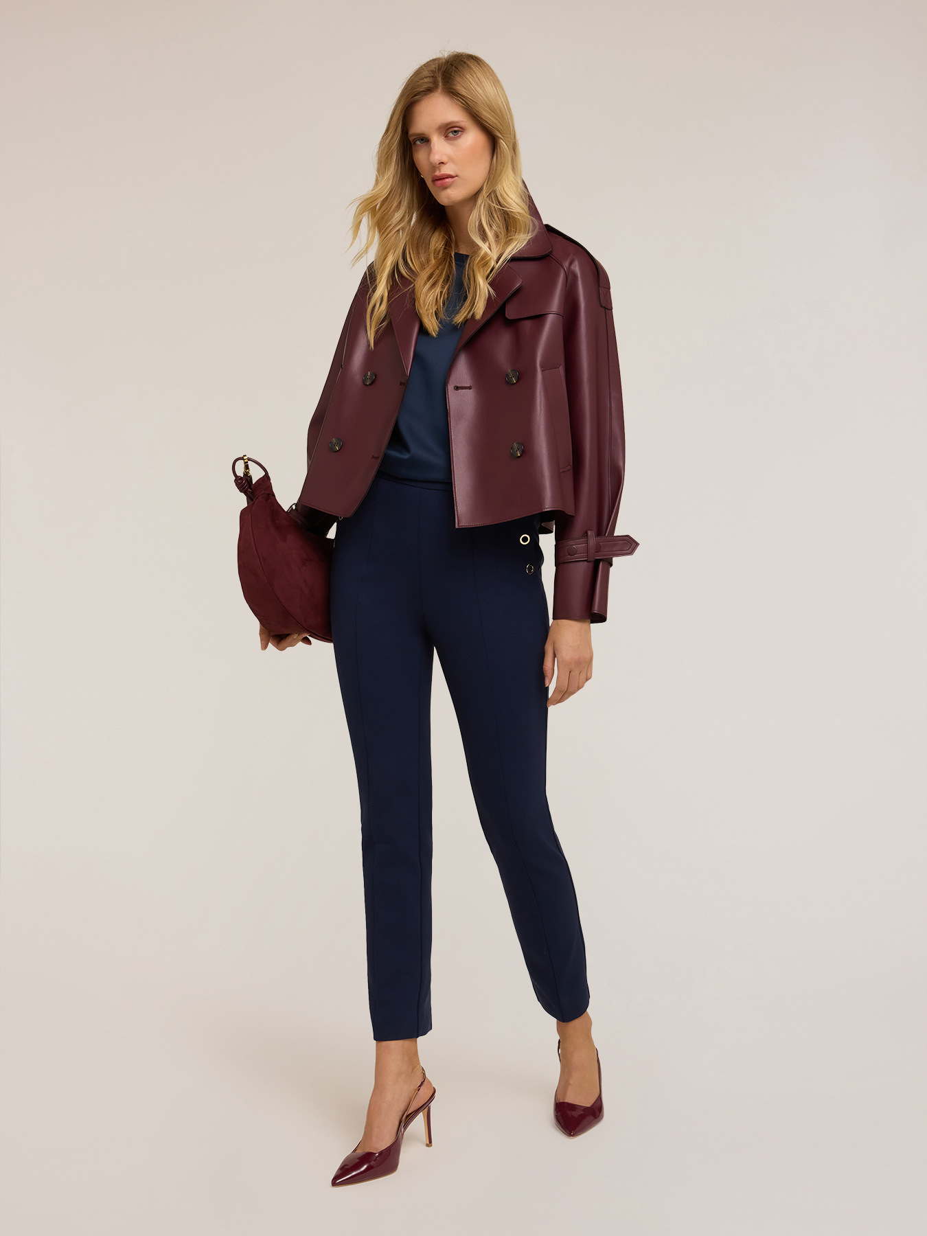 Regular pants with eyelet pattern image number 0