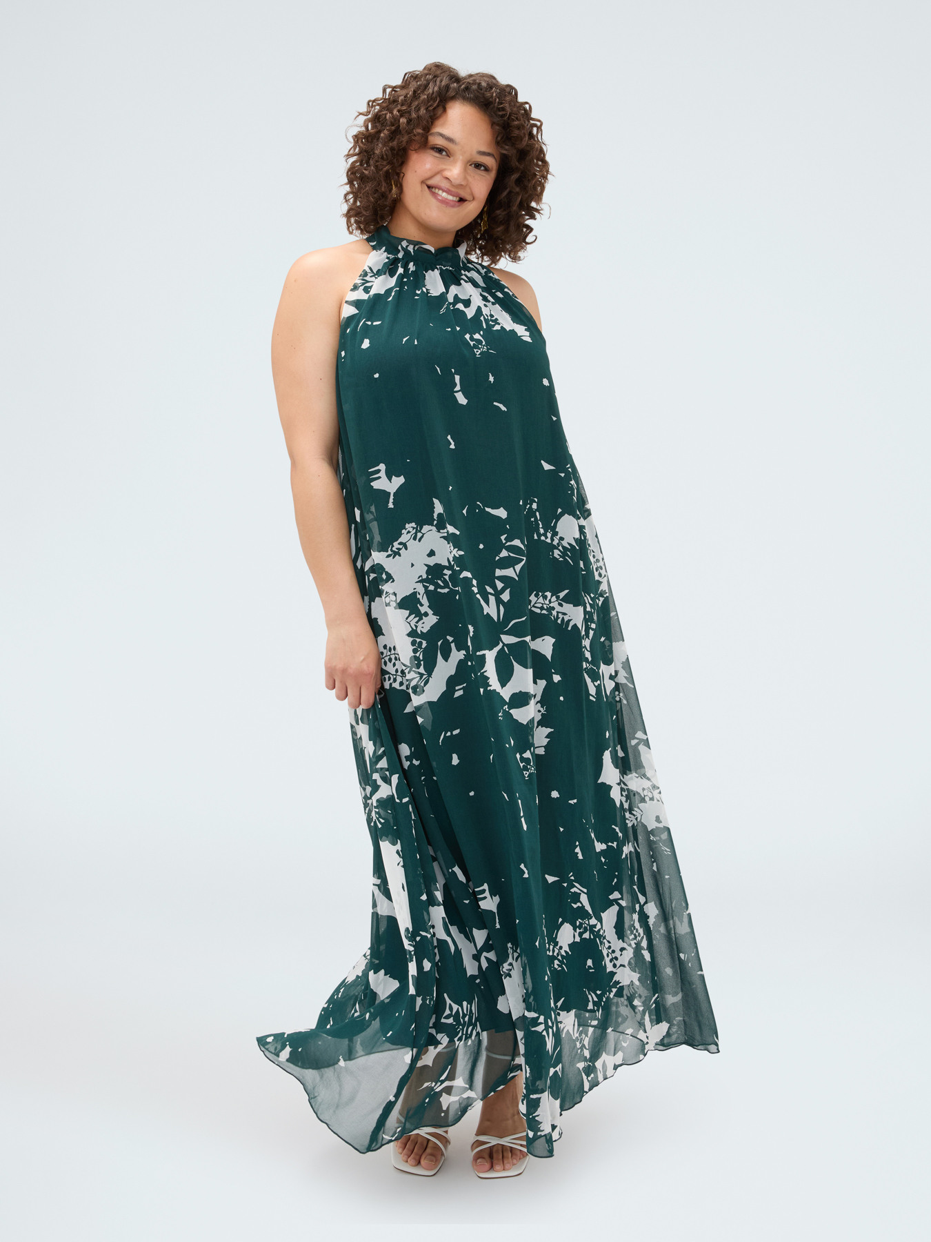 Langes Free-Kleid mit Blattdruck image number 2