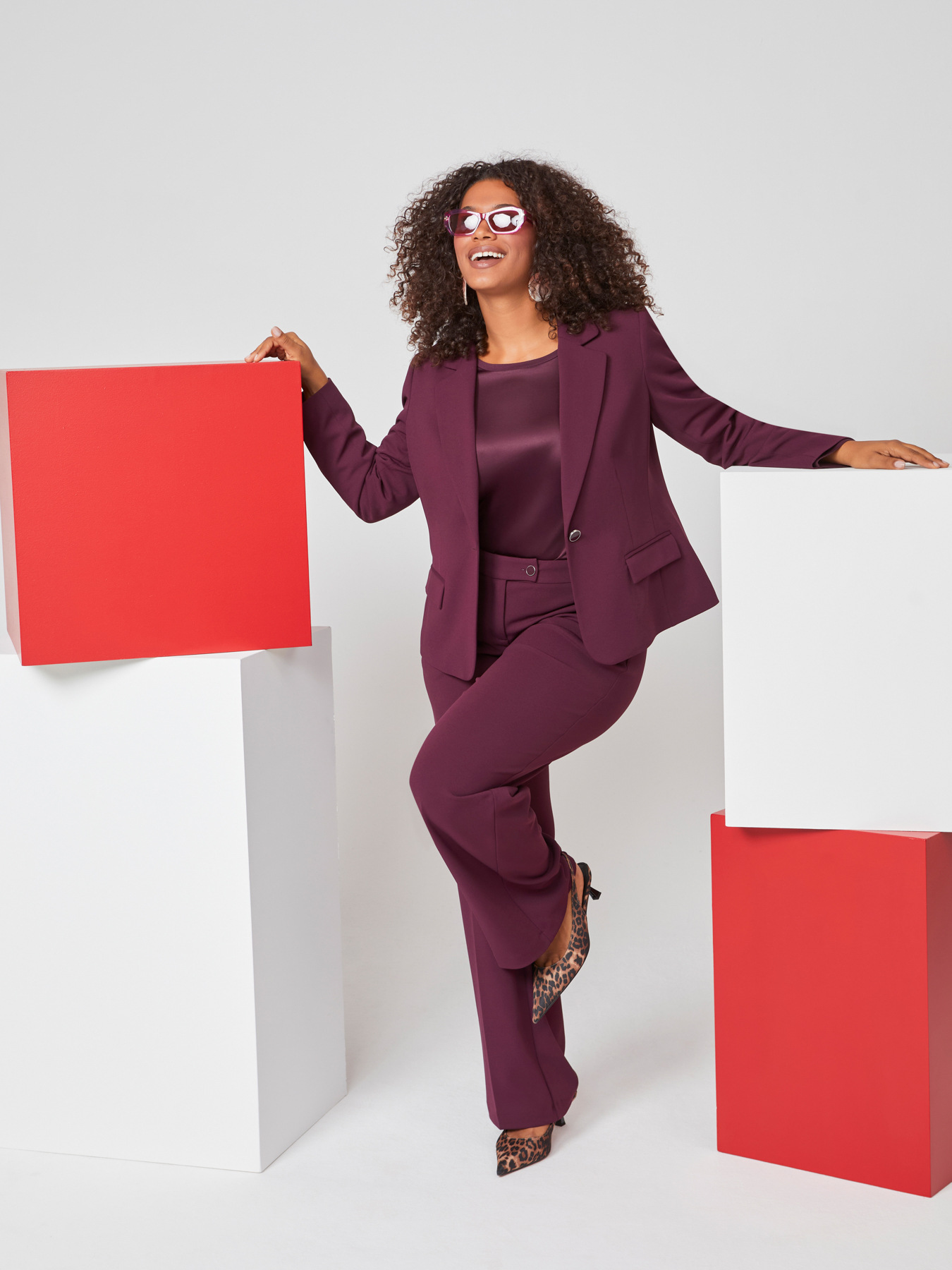 Pantaloni wide leg in tessuto stretch image number 0