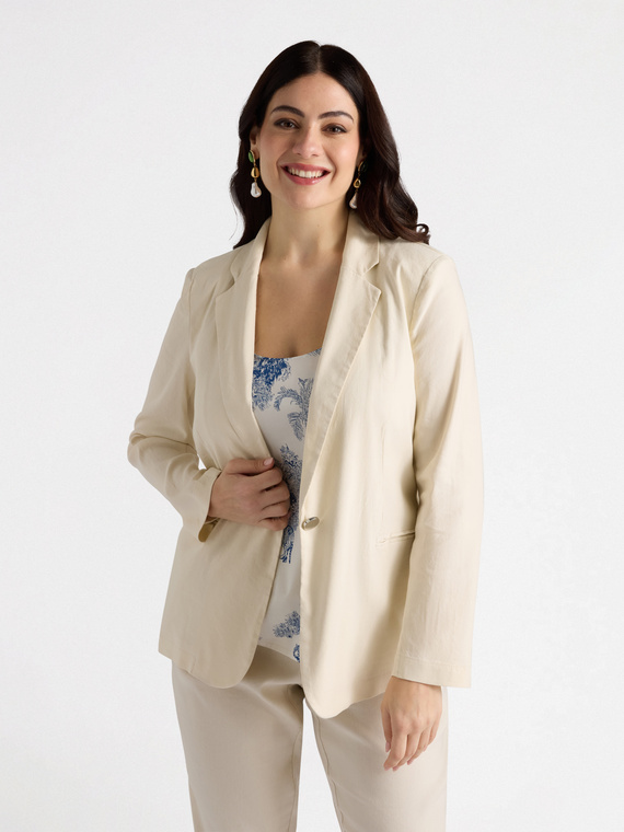 Blazer aus Stretch-Leinenmischung