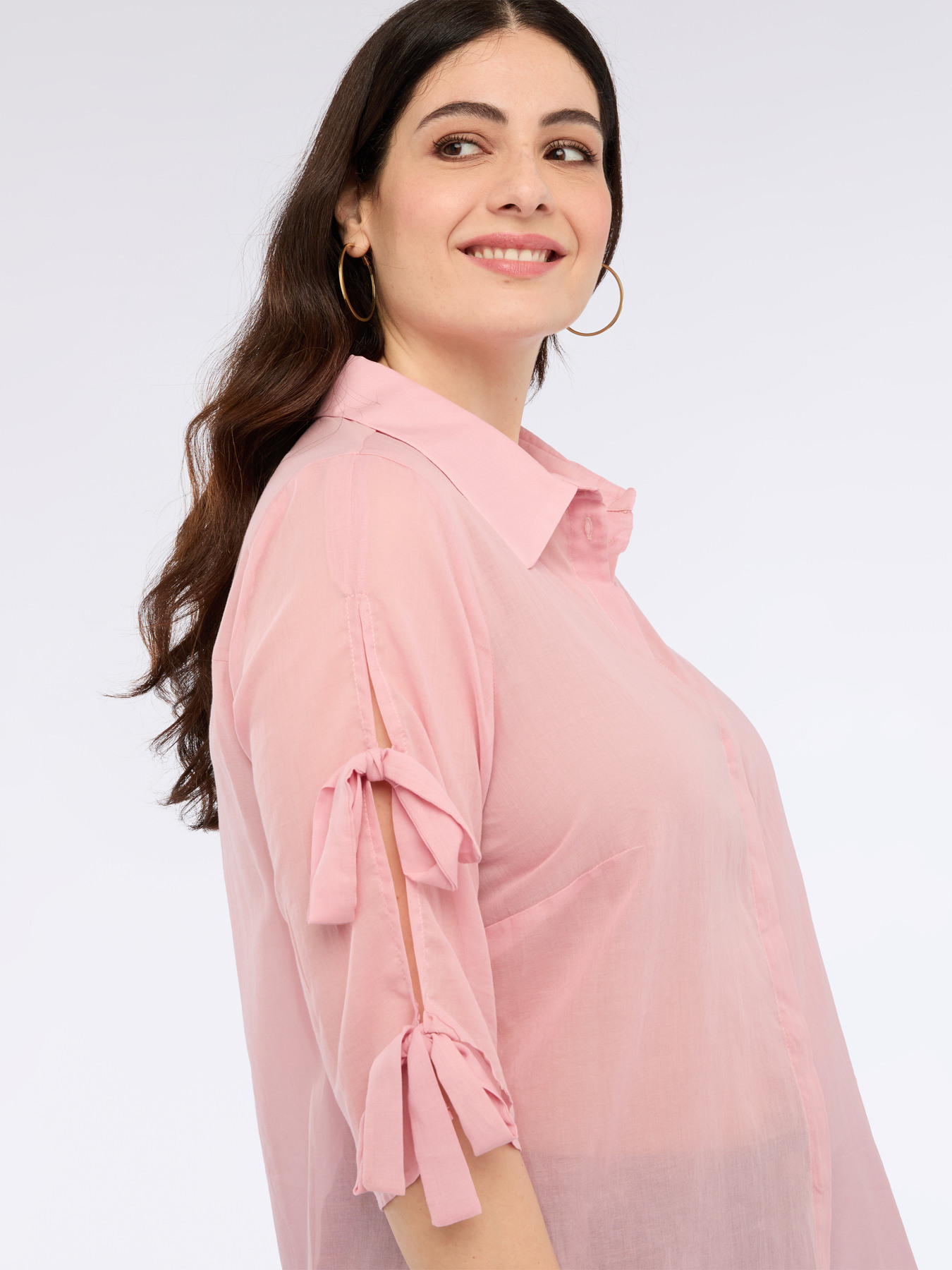 Chemise en coton avec des nœuds sur les manches image number 0