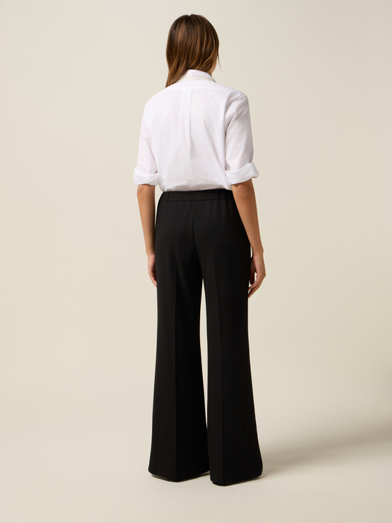 Wide-leg palazzo pants in crepe fabric
