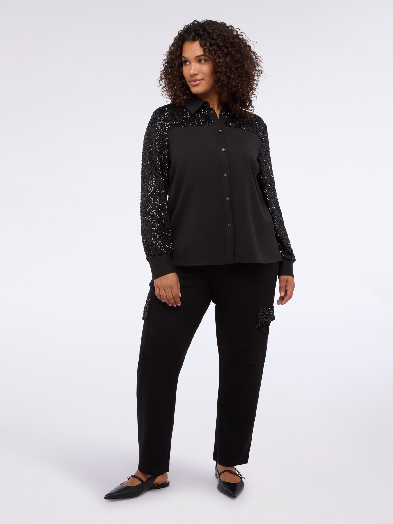 Camicia in felpa con paillettes image number 0