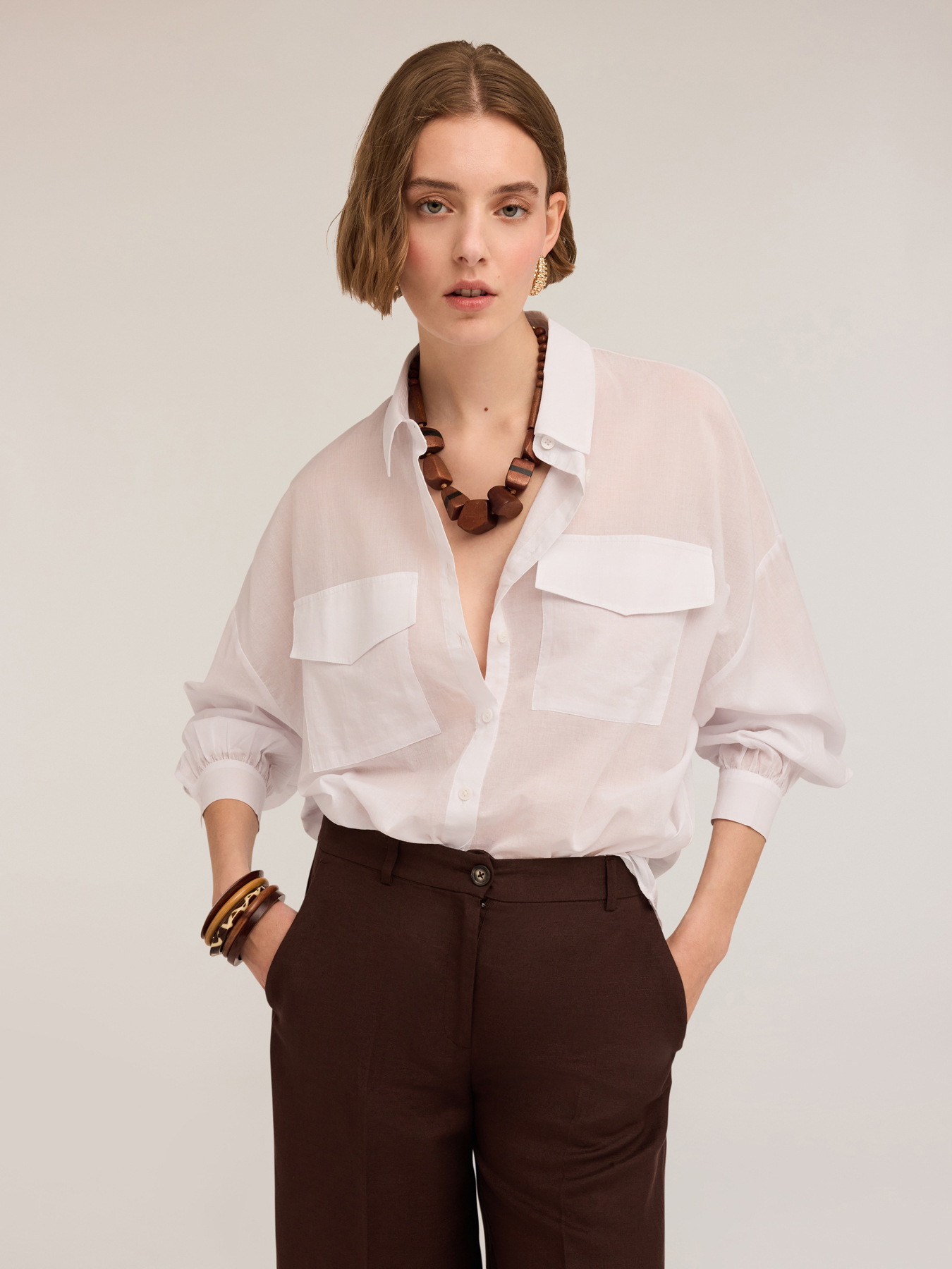 Oversized shirt with pockets image number 0