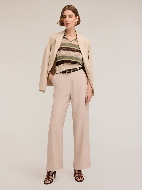 Palazzo trousers in flowing viscose blend fabric