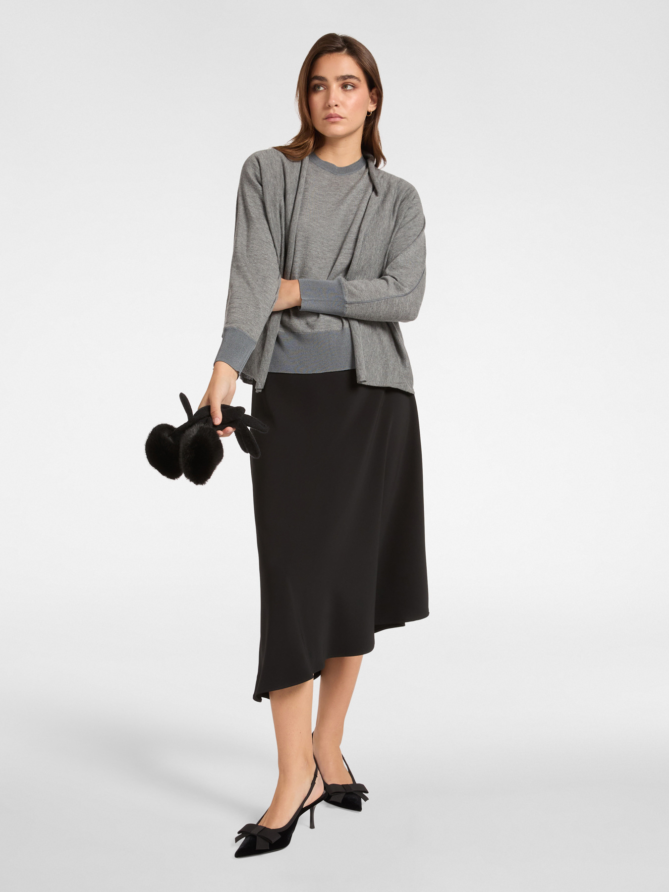 Asymmetrical skirt in stretch cady image number 0