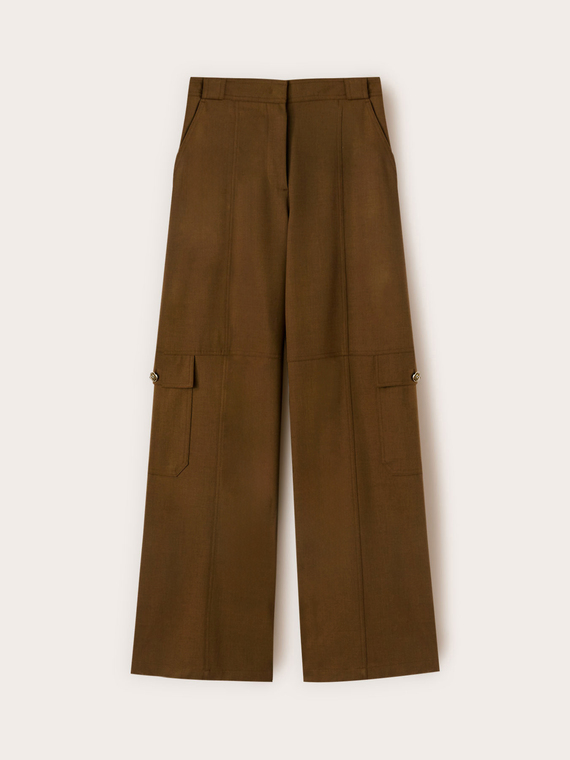 Wool blend flannel cargo pants