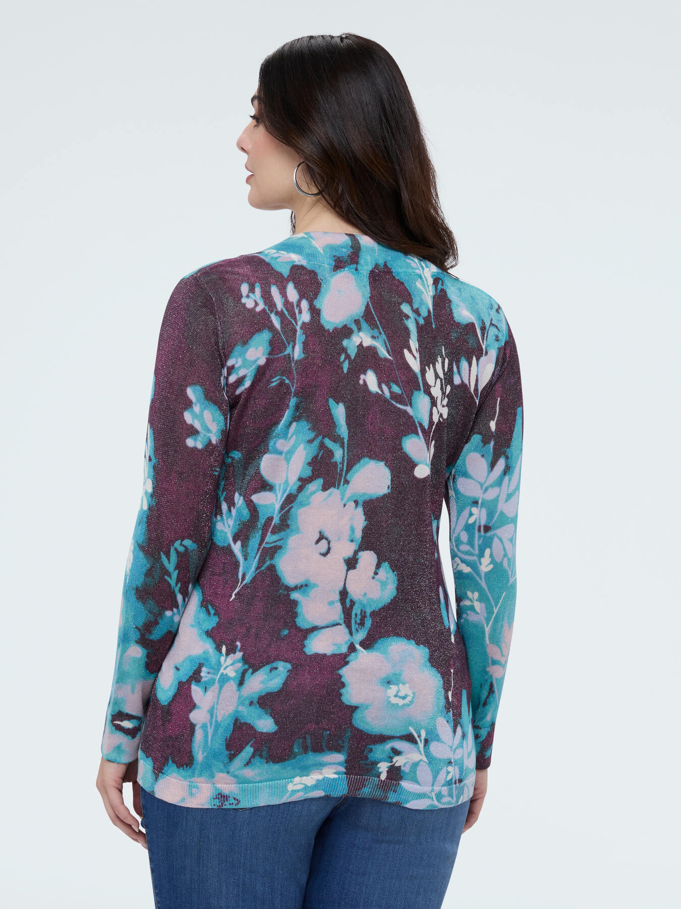 Pull m&eacute;lange viscose avec imprim&eacute; floral image number 1