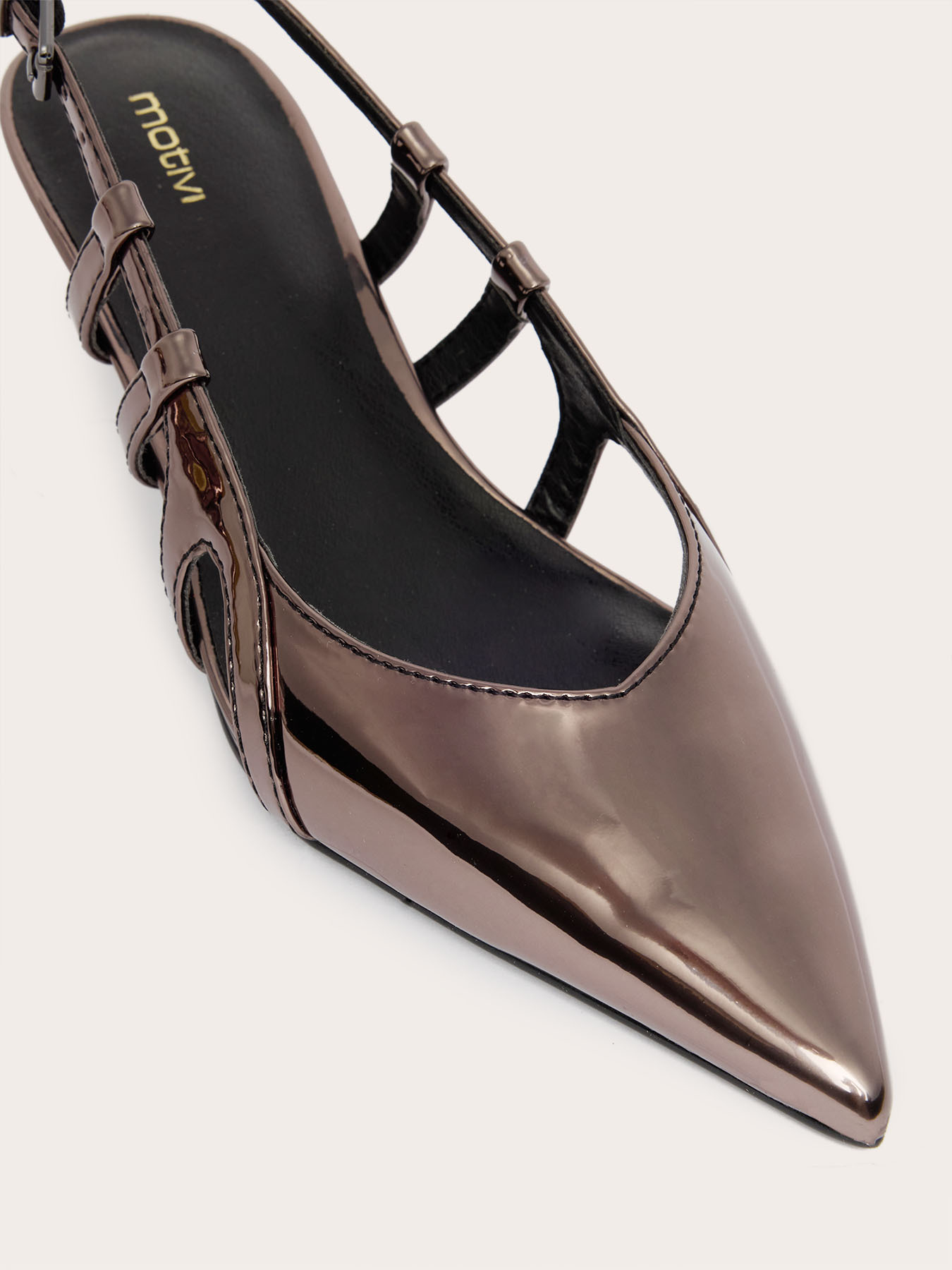 Metallic slingback pumps image number 3