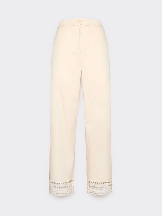 Pantaloni misto cotone con pizzo