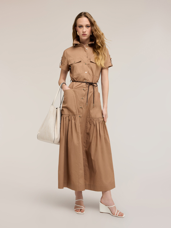 Long shirt dress in cotton blend