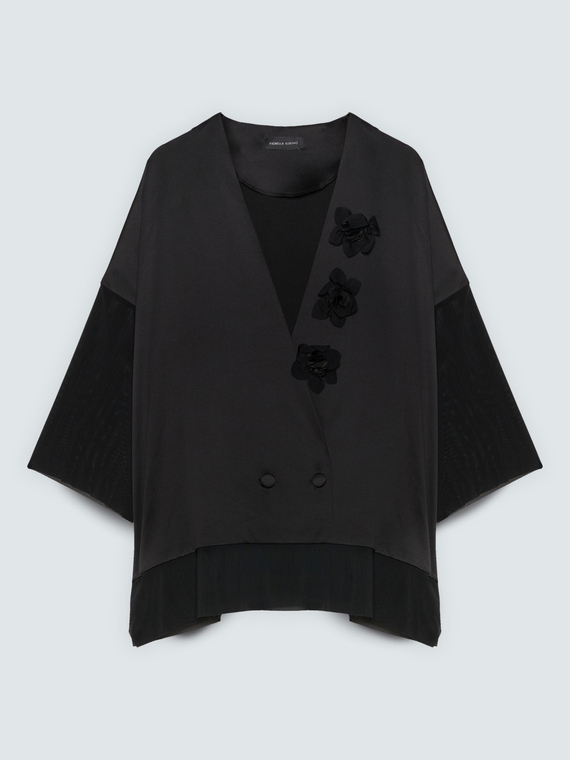 Doppelreihige Jacke aus Satin