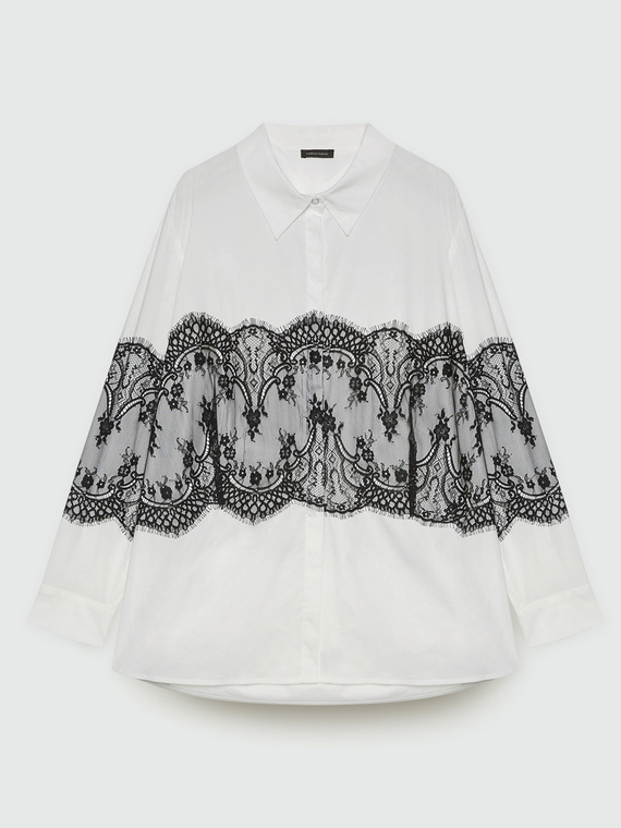 Camicia con maxi inserto in pizzo