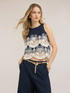 Poplin top with sangallo lace image number 0