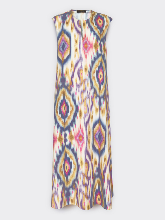 Long dress in printed poplin