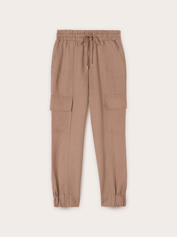 Linen-blend cargo joggers