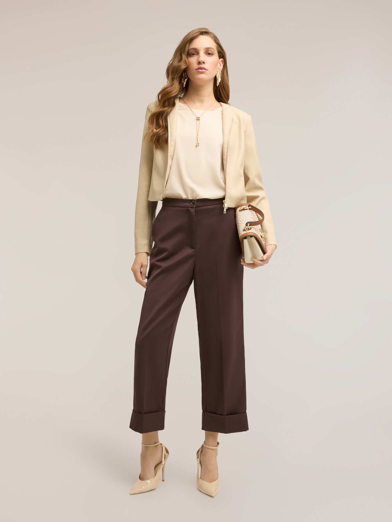 Short jacket in coated fabric image number 2