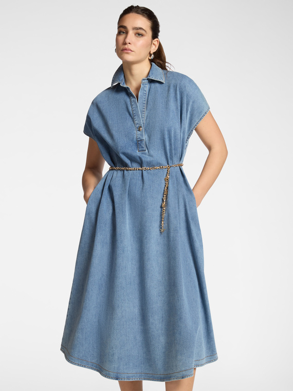 Denim dress with belt