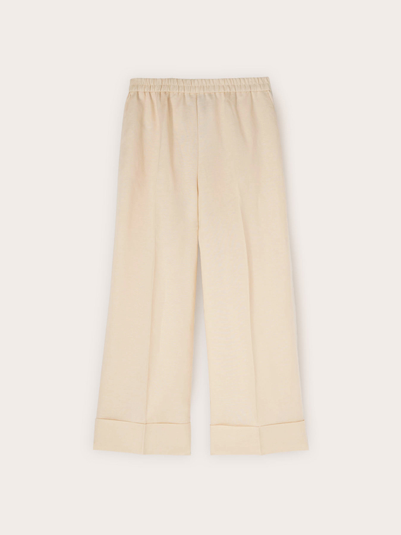 Pantaloni cropped din amestec de in