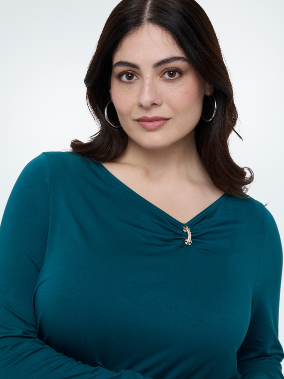 Jersey t-shirt with jewel detail