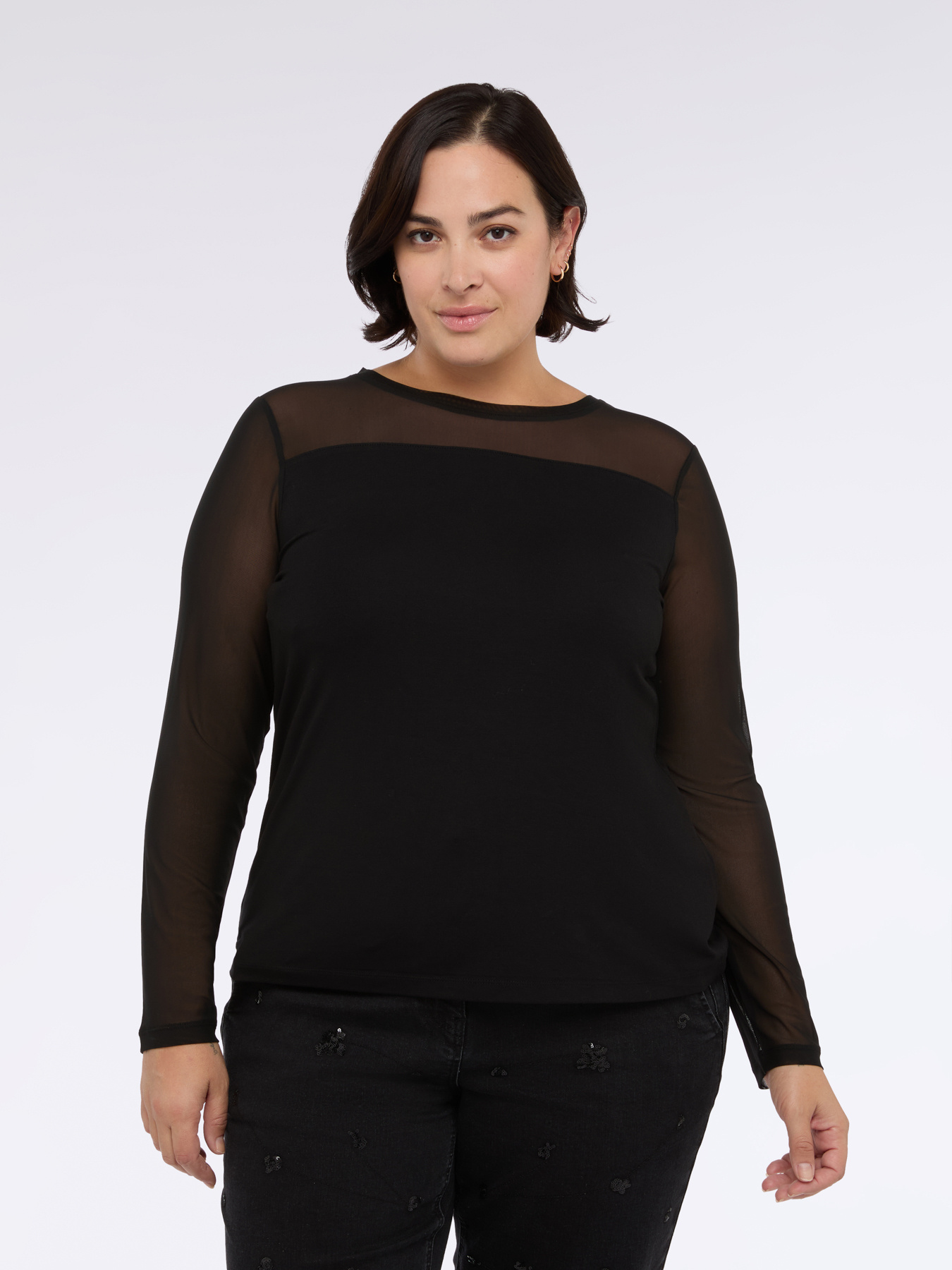 T-shirt in jersey and tulle image number 2