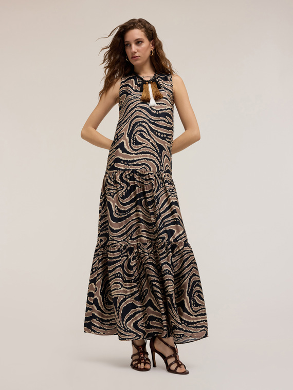 Printed long tiered dress